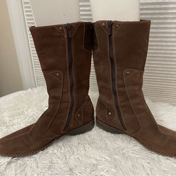 TIMBERLAND COMFORIA BROWN MIDCALF SUEDE ZIP BOOTS , size 7.5 M - Picture 6 of 9